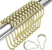 HANHOST Shower Curtain Rings, Stainless Steel Rust Proof Shower Hooks for Bathroom Shower Rods Set of 12, Golden