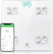 arboleaf Body Fat Scale Smart Digital Bathroom Scale for Body Weight Fat Muscle Mass Bluetooth Accurate Weight Scale, 14 Body Composition Analyzer, 180kg / 396lbs (White 300mm)