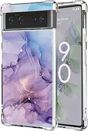 [Rockdex] Google Pixel 9 pro Case 5G Purple Marble styel Print on Soft Clear TPU Frame Cover Shockproof Protection (Purple for Pixel 9 pro)