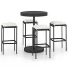 PE Rattan Bar Set 5 Pcs Outdoor Table And Stools With Cushions Garden Furniture