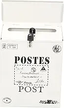CORHAD Vintage Wall Mounted Letter Box with Lock Durable Mailbox for Envelopes and Mails Charming Retro Style with Printed English Letters for Homes and Offices