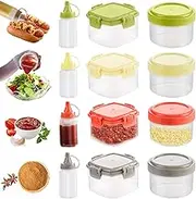 12 Pack Mini Plastic Sauce Squeeze Bottles Seasoning Boxes ketchup Salad Dressing Containers, Tiny Condiment Squeeze Bottles for Kids Lunch Box Accessories (3 style)