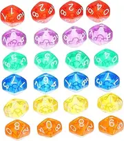 ERINGOGO 24pcs Fancy Multi Sided Dice Set for Math Games and Tabletop Fun Sided Dice Transparent Colors for Educational Play and Party Props