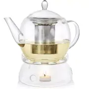 Teabloom Prague Glass Teapot & Tea Warmer Set