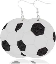 [Fuqimanman2020] Handmade Evil Eye Basketball Soccer Volleyball Baseball Golf Evil Eye Leather Dangle Earrings Colorful Sports Lover Earrings for Women Girls Jewelry