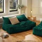 Cadence & Co. Wilde Ribbed Luxe Fleece Double Sofa Bean Bag Lounge Cover Emerald