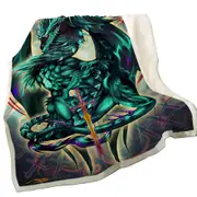 Cool Fantasy Weapon Green Dragon Terra Blade Throw Blanket
