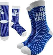 [Cusrtyh] Human Resources Novelty Funny Breathable Printed Cotton Socks, Unisex Cozy Knitted Crew Socks, Gifts for HR Teens Friend Bestie Leader Colleague Boss Manger, Go Ahead Call HR Novelty Socks