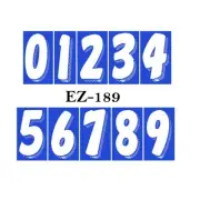 Car Dealer Window Stickers 7 1/2 Inch Numbers Blue and White 12 Packs