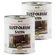 Rust-Oleum Stops Rust Oil Based Satin Protective Rust Control Enamel - Satin White 946ml (2 Tins)