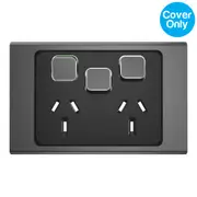 Clipsal Iconic Styl Double Powerpoint with Extra Switch Skin Silver Shadow