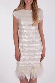 Muse Sequin & Feathers Dress--MART-Q2128MU