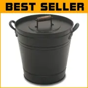 Heavy-Duty Steel Ash Bucket with Tight-Fitting Lid for Safe Fire Management
