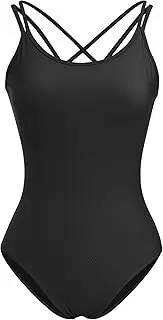[IMEKIS] Women's Ballet Suit, Sleeveless Ballet Dance Leotard, Crisscross Backless Gymnastics Dance Wear One Piece Dance Bodysuit Top with Bra Padding