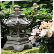 Pagoda Garden Statues, 34cm/13.38inch Resin Japanese Solar Pagoda Lantern Outdoor, Zen Garden Landscape Ornament Decor for Yard Porch Lawn Decoration