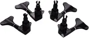 4pcs 2 Left 2 Right Bass Full Closed Tuner Pegs String T ng Head Black Black One Size