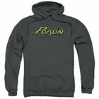 Poison Logo Hoodie Sweatshirt Mens Licensed Rock N Roll Band Retro New Charcoal