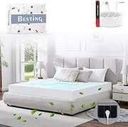 Bed Sheets, Superior Earthing Bed Cover 10% Pure Silver Fiber and 90% Organic Cotton with Tester Pen and Grounding Cord (King 76"x 80"x 15" White)