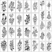 30pcs Temporary Tattoos Tiny Temporary Tattoos Fake Tattoo Stickers temporary tattoo sexy tattoos for women,Neck Chest, thigh, abdomen, back, large flower tattoo, Exquisite and beautiful fake tattoos