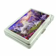 Unicorns D6 Cigarette Case with Built in Lighter Metal Wallet Mythical Creature