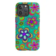 For iPhone 14 Pro Max Case MagSafe Compatible Cover Retro Floral Design