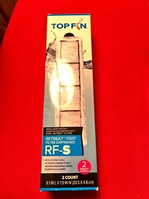 Top Fin Retreat Filter cartridges RF-S (2 Count) Refill For Desktop Aquariums