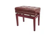 Crown Deluxe Tufted Height Adjustable Piano Stool with Storage Compartment (Mahogany)