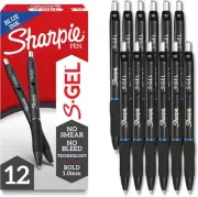 Sharpie S-Gel, Gel Pens, Drawing Ink 1 Count (Pack of 12), Blue