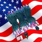 150 Red White and Blue LED Lights 50 FT Green Wire String Lights for Indoor a...