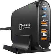 HEYMIX 120W PD Charger USB C Charging Dock, 5-Port Quick Charge Station USBC Dock, Fast USB Charging Station Compatible with MacBook Pro/Air,Dell, iPhone 15/14/13 (Black)