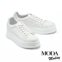 在飛比找momo購物網優惠-【MODA Moday】街頭撞色格紋全真皮厚底休閒鞋(藍)