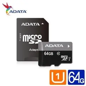 威剛 Premier Pro microSDXC UHS-I U3(V30) 64G記憶卡(附轉卡)(金卡)