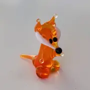 FOX~Collectible Hand Blown Art Glass Figurine~Handmade Tiny Wild Animal~Sma