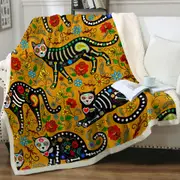 Floral Day of the Dead Cats Throw Blanket