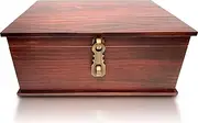 Blake & Lake Antique Style Wood Storage Box - Decorative box for Home or Office - Wooden Box with Hinged Lid Keepsake Box with Metal Latch