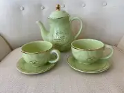 DaySpring Everything Beautiful Teapot and 2 Teacups set, Green, Ecc. 3:11, NEW!
