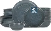 [Stone Lain] Elio 24-Piece Dinnerware Set Stoneware, Plates and Bowls Set, Dish Set for 8, Blue