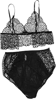 [HAPINARY] 1 Set Lace Skin Friendly Nightwear Elegant Body Curve Enhancer for Honeymoon Wedding Valentine Day Special Occasions Black