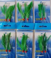6 Packs 3/0 Rock Cod Feather Rigs Green Rockfish Bait Lure - 2 Rigs per pack