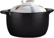 CHPINDAM 3.2 Quart Ceramic Casserole,with Lid Ceramic Pot,Heat-Resistant Round Stew Pot Soup Pot for cook bibimbap, soup, rice, stew, casserole (White3.2QT)