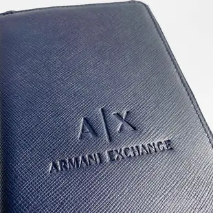 美國百分百【全新真品】Armani Exchange 皮夾 長夾 AX logo 皮革 手拿包 深藍 黑色 BQ24