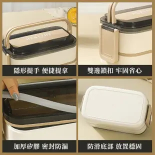 【Dagebeno荷生活】304不鏽鋼掀蓋式保溫餐盒 便攜提把設計附餐具便當盒(單層款1入)