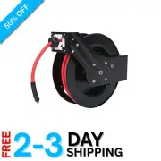 Universal 50ft Auto Rewind Retractable Hose Reel with Heavy-Duty Brass Fittings