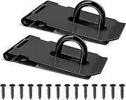 Door Hasp Latch Lock, 2 Pcs Stainless Steel Padlock Latch, 3 inch Door Lock Clasp for Toolboxes, Wooden Case, Cabinet Boxes, Drawer, Toolbox (Black)