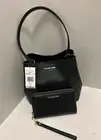 Michael Kors Pratt Black Medium Shoulder Bag Handbag & Flat Phone Wallet Combo