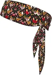 [Ghjkfbf] Cute Rooster Chickens Print Sports Headband Sweat Wicking Sweatband for Men Women Running Cycling Yoga Fitness Workout