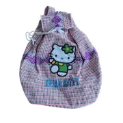 Hello kitty woven multicolor backpack Drawstring boho embroidered