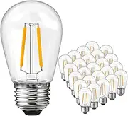 ROMANJOY 2W S14 LED Outdoor Light Bulbs, 2700K Warm White Shatterproof E27 Bulbs for Patio String Lights Replacement, 20W Equivalent Edison LED Bulbs, 25 Pack