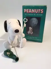 (Vintage 1990's) Snoopy, Peanuts, CERAMIC BALLON HOLDER, W/ Christmas Ballon NIB