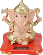 Ganesha Statue, Solar Powered Ganesha Ornament Bobble Head Dancing Toy Hindu Elephant God Statue, Indian Ganesh Buddha Figurine Sculpture for Home Car Dashboard